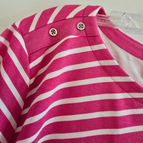 Karen Scott Hot Pink and White Striped T-Shirt with Diagonal Stripes - Picture 3 of 5